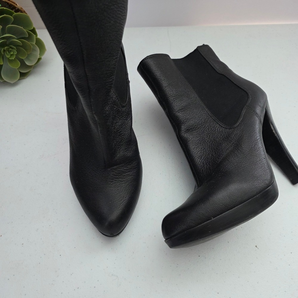 Michael Kors Ankle Boots Women 9M Black Good Leather Stiletto Chelsea Platform